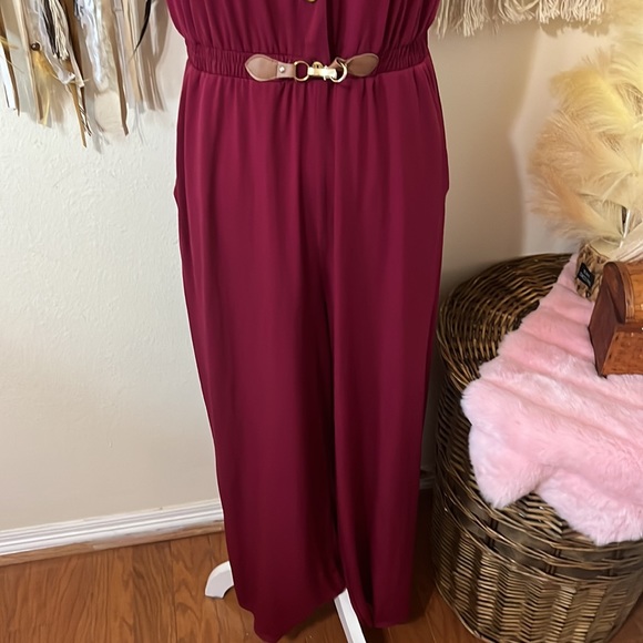 Burgundy Rayon Jumpsuit- Romper by G Kollection/ Size Medium - Picture 4 of 9